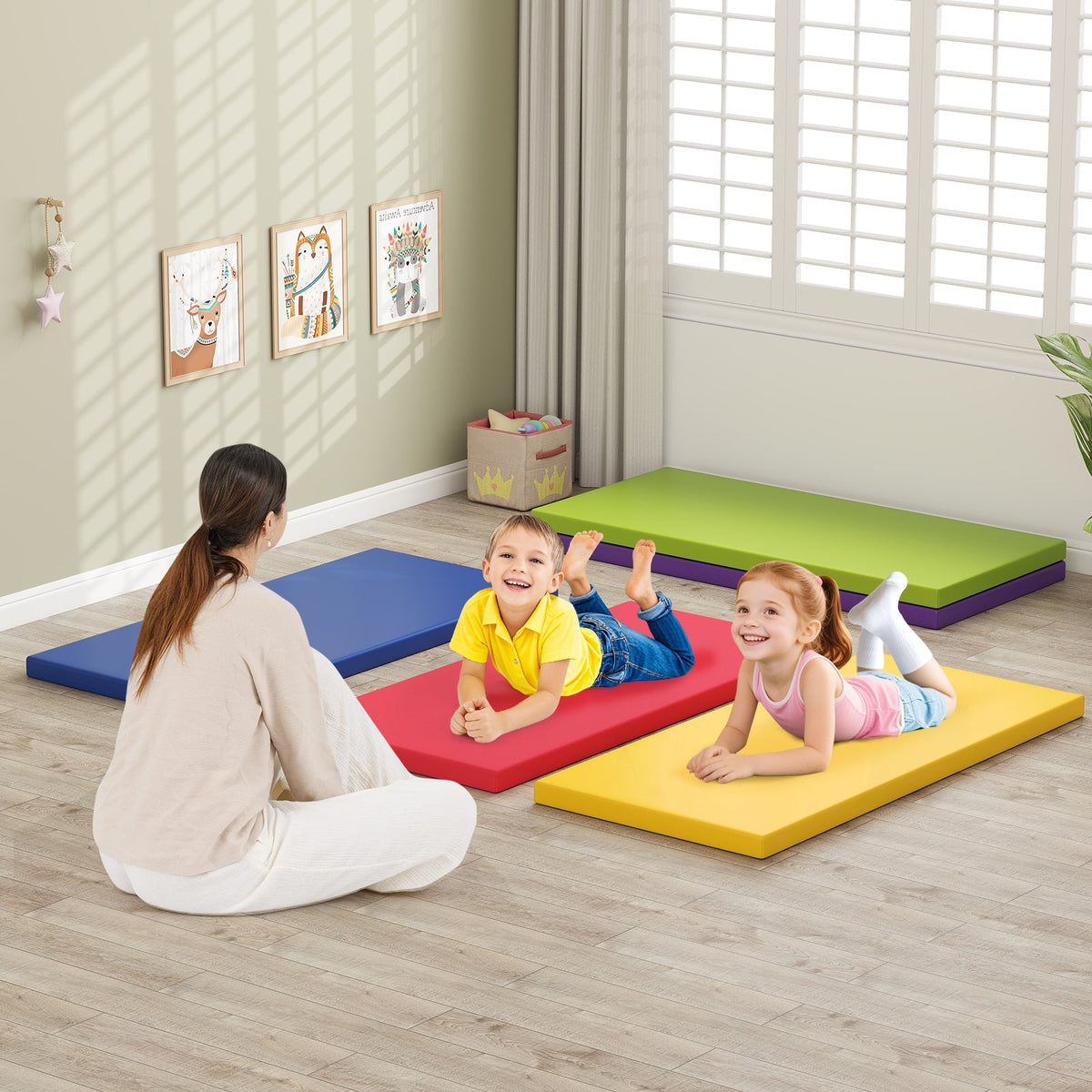 5 Pack 2 Inch Toddler Thick Rainbow Rest Nap Mats