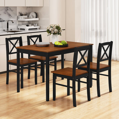 5 Piece Dining Table Set with Rectangular Kitchen Table and 4 Chairs for 4 People-Coffee