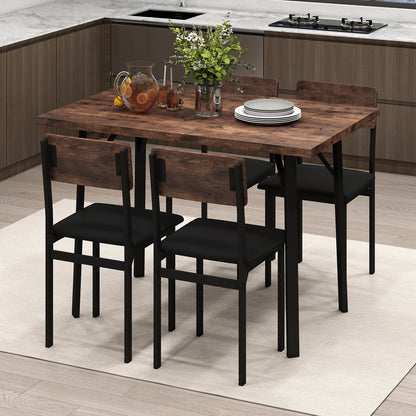 5-Piece Dining Table Set with 4 Chairs Industrial Style
