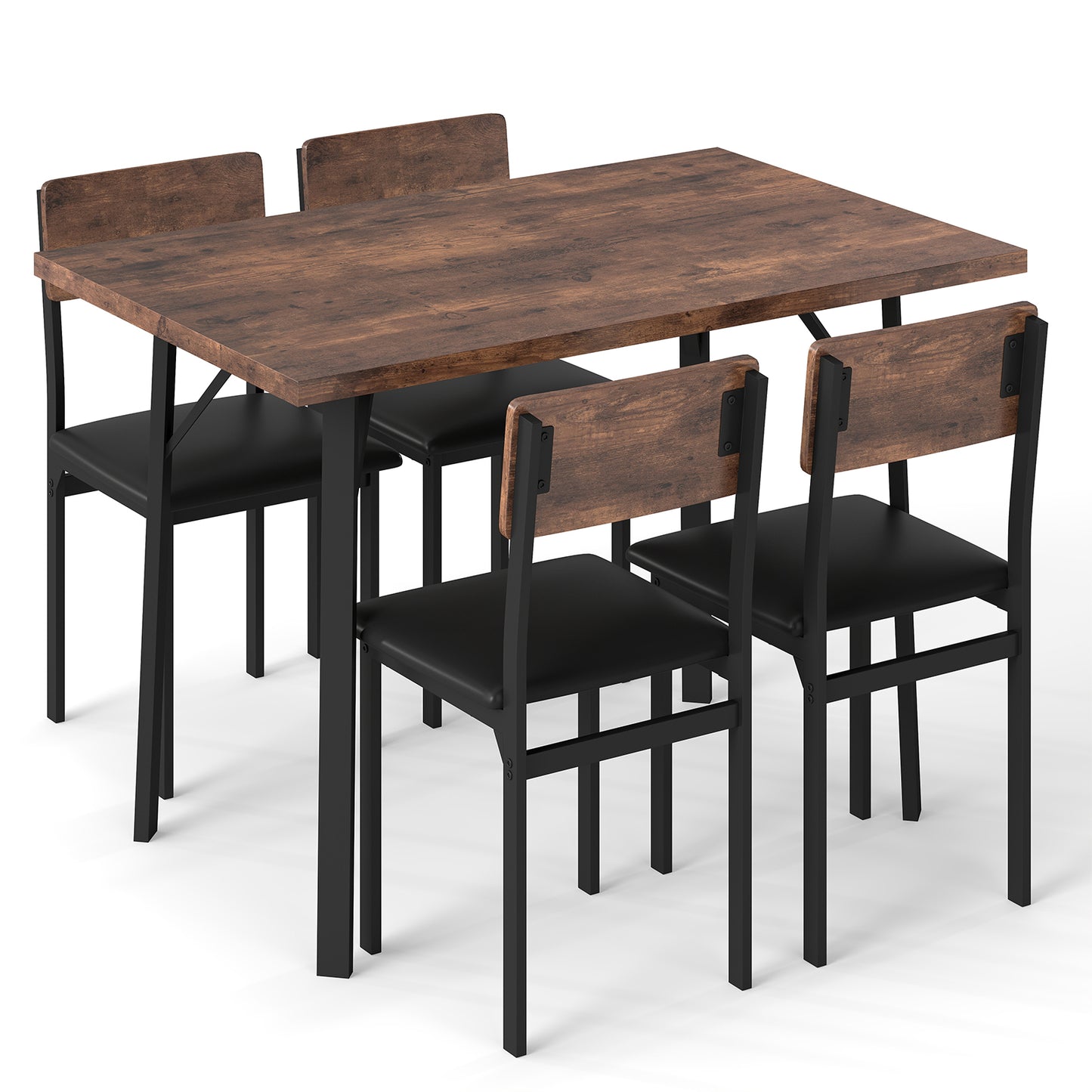 5-Piece Dining Table Set with 4 Chairs Industrial Style