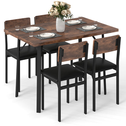 5-Piece Dining Table Set with 4 Chairs Industrial Style
