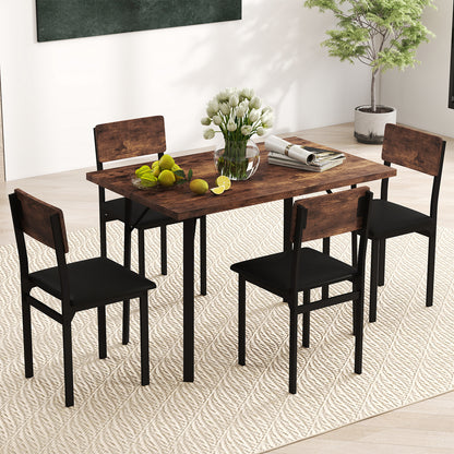 5-Piece Dining Table Set with 4 Chairs Industrial Style