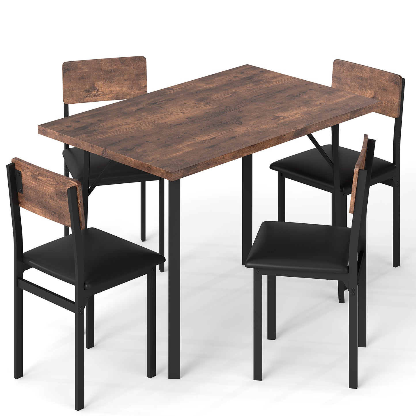 5-Piece Dining Table Set with 4 Chairs Industrial Style