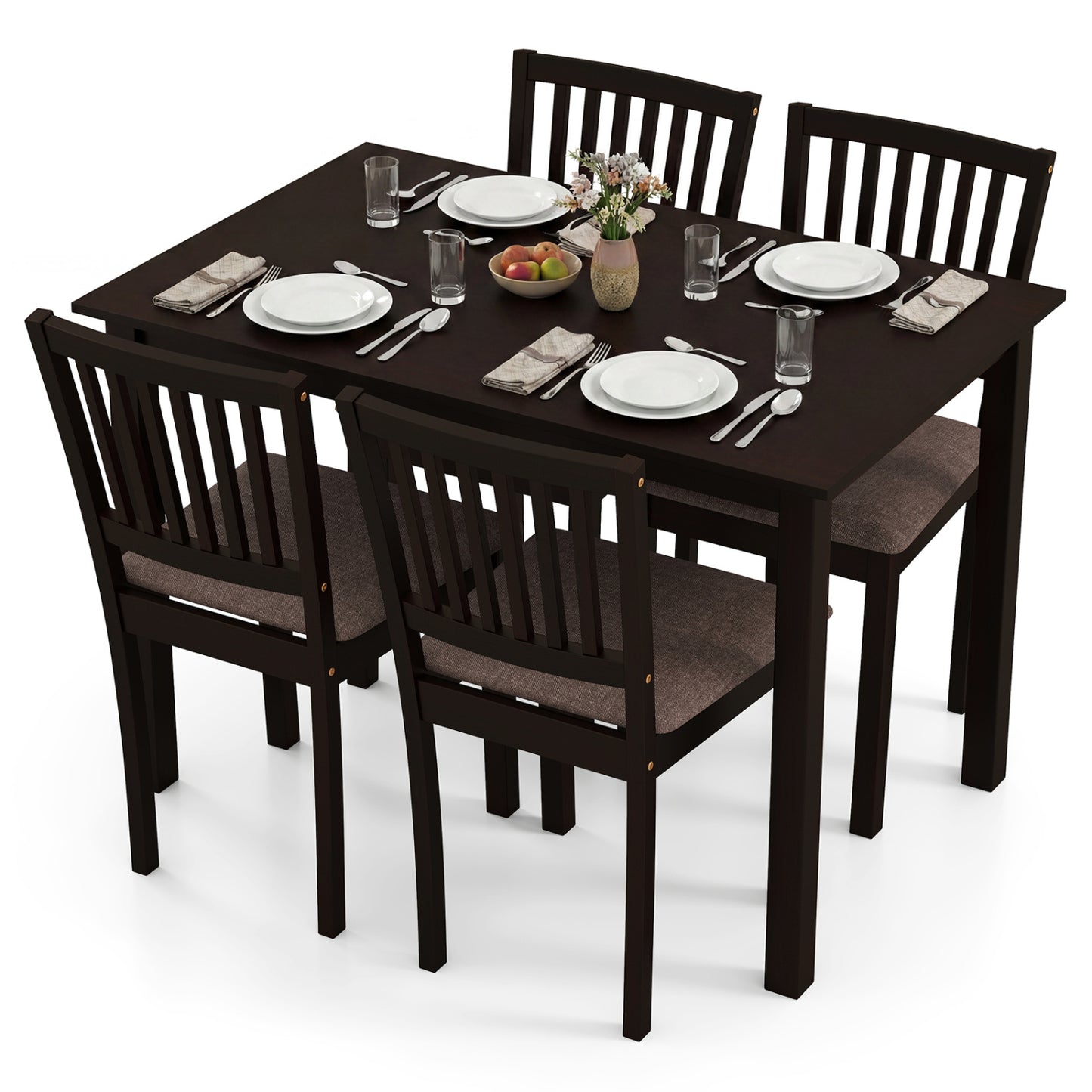 5-Piece Dining Table Set with 4 Upholstered Chairs