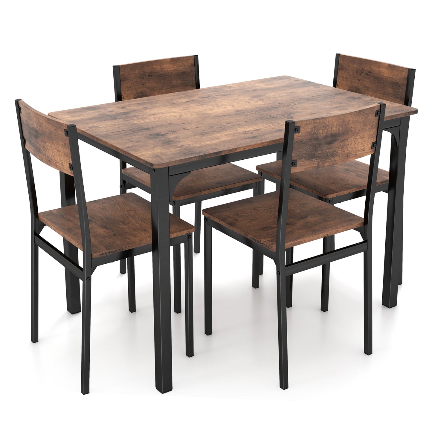 5-Piece Dining Table Set with 4 Chairs - Industrial Style