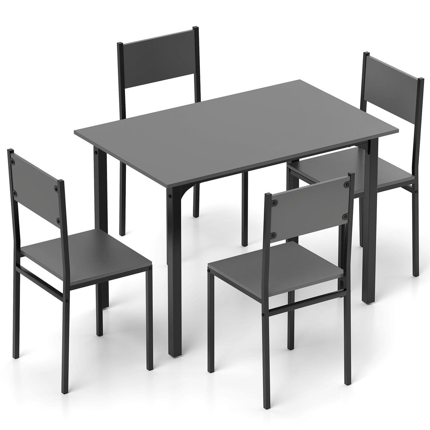 5-Piece Dining Table Set with 4 Chairs - Industrial Style
