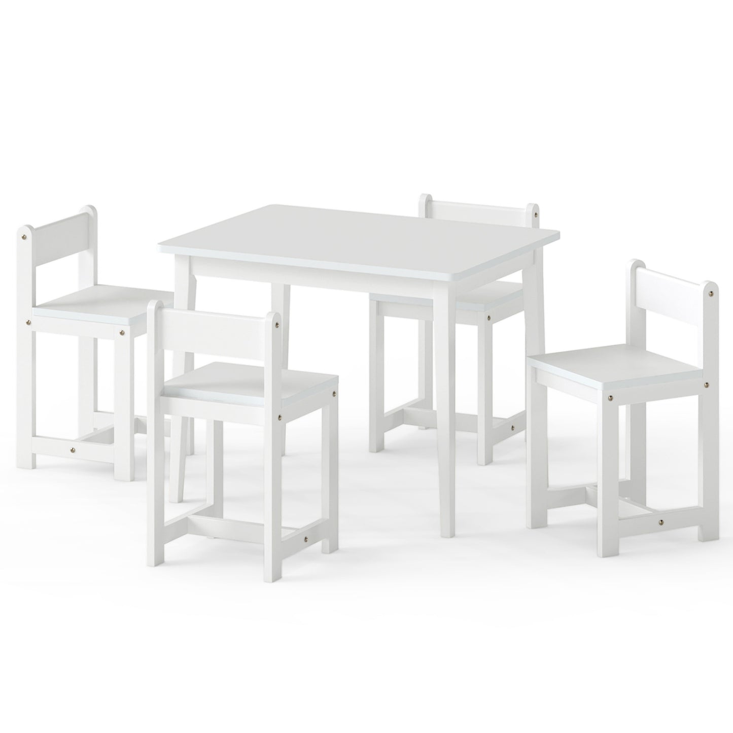 Kids Table and Chair Set - 5 Piece Solid Rubber Wood