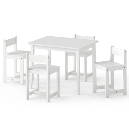 Kids Table and Chair Set - 5 Piece Solid Rubber Wood
