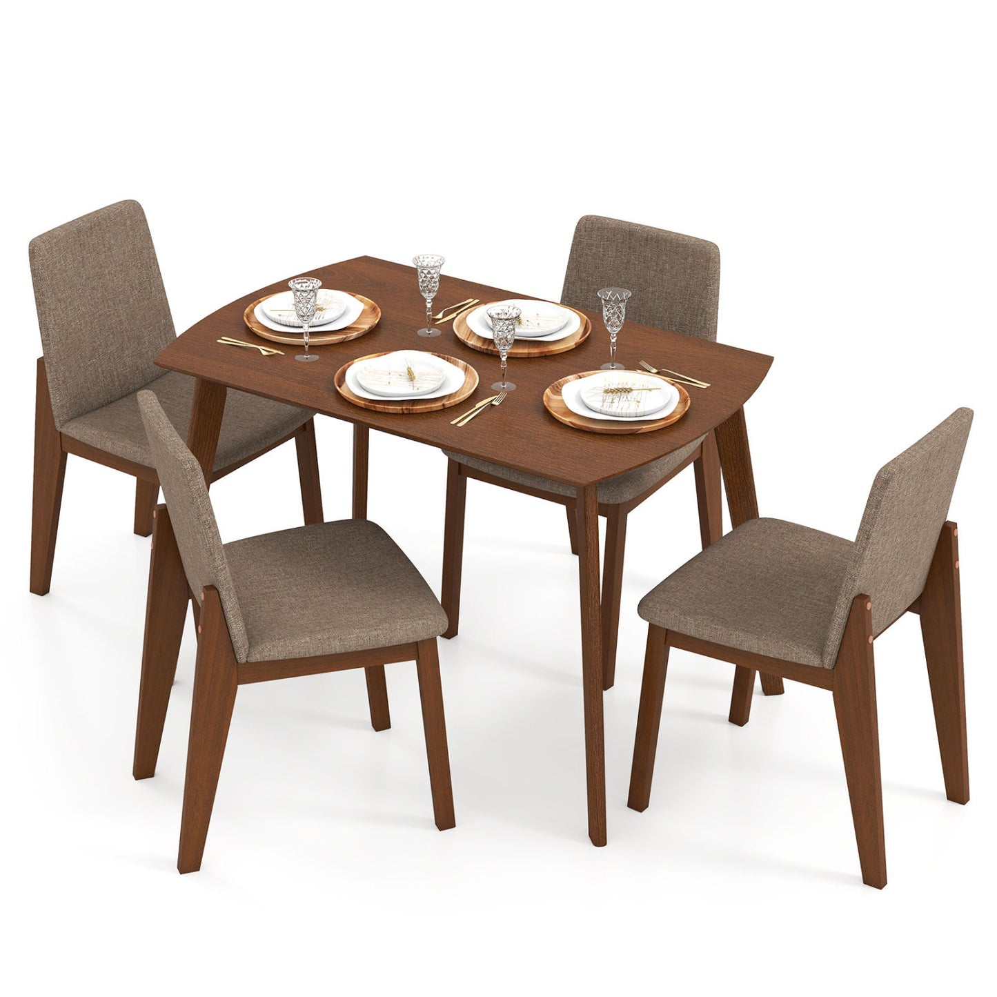 5-Piece Dining Table Set with Upholstered Chairs