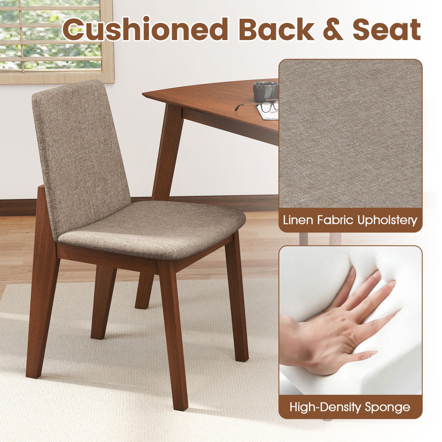 5-Piece Dining Table Set with Upholstered Chairs