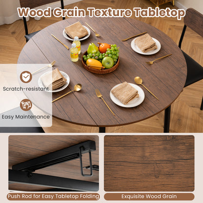 5-Piece Round Dining Table Set with Drop Leaf and Chairs