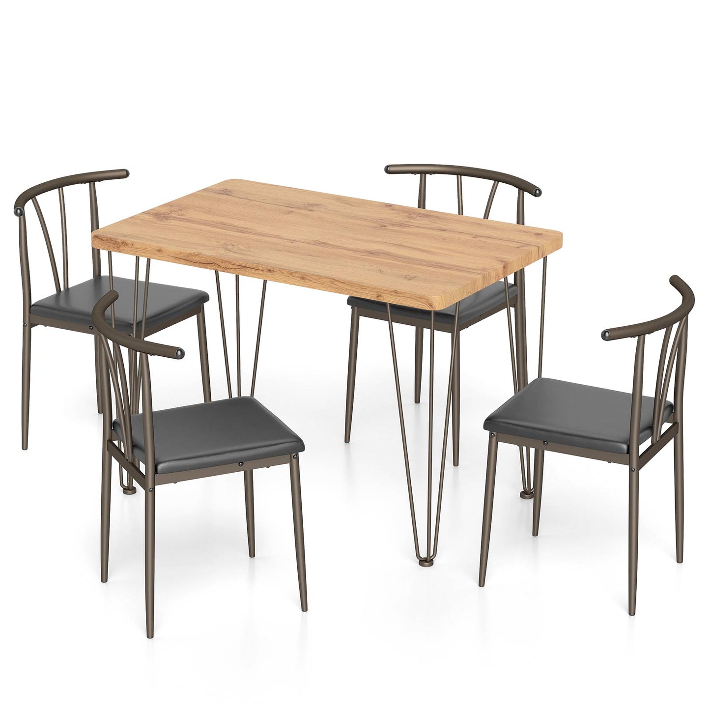 5-Piece Dining Table Set with 4 Chairs Space-Saving Industrial