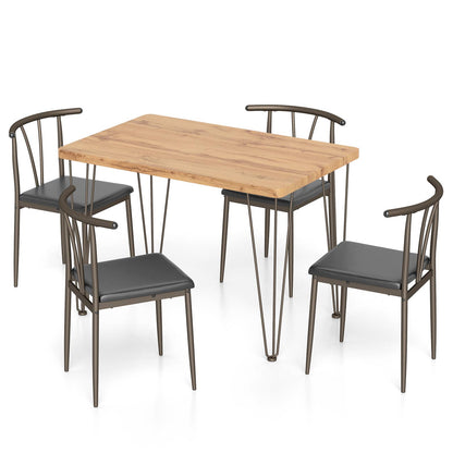 5-Piece Dining Table Set with 4 Chairs Space-Saving Industrial