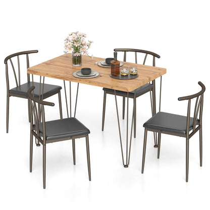5-Piece Dining Table Set with 4 Chairs Space-Saving Industrial