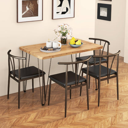 5-Piece Dining Table Set with 4 Chairs Space-Saving Industrial