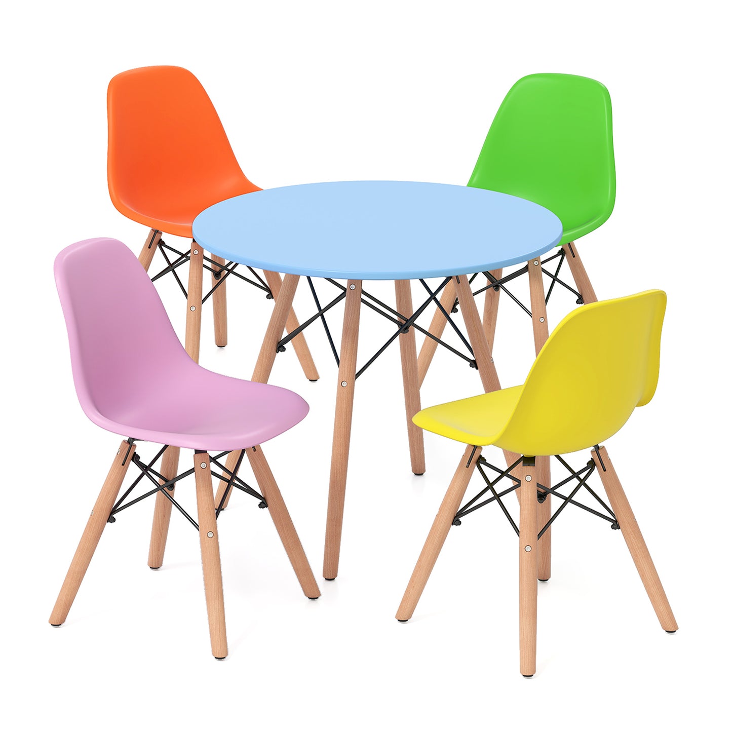 Kids Table and Chair Set - 5 Piece Mid-Century Modern