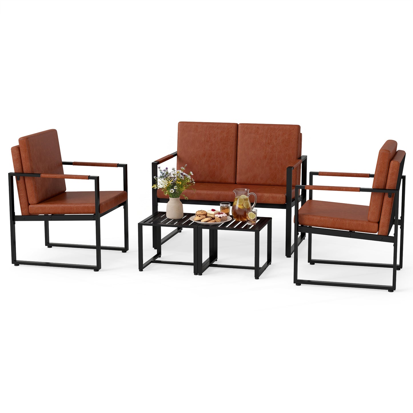 5-Piece Living Room Set with Loveseat and Accent Chairs