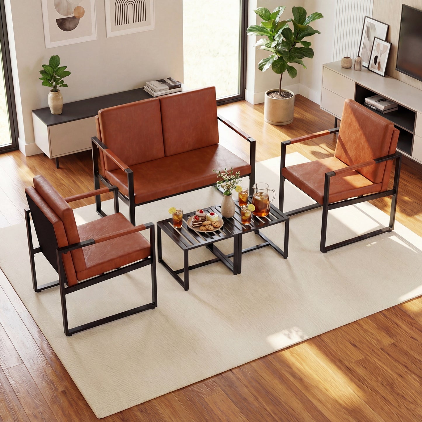 5-Piece Living Room Set with Loveseat and Accent Chairs