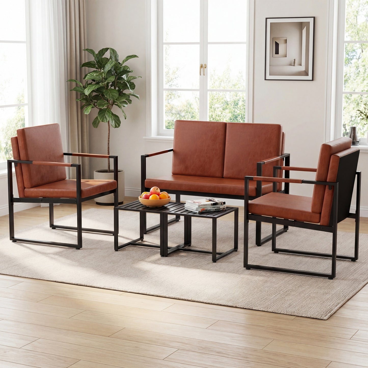 5-Piece Living Room Set with Loveseat and Accent Chairs