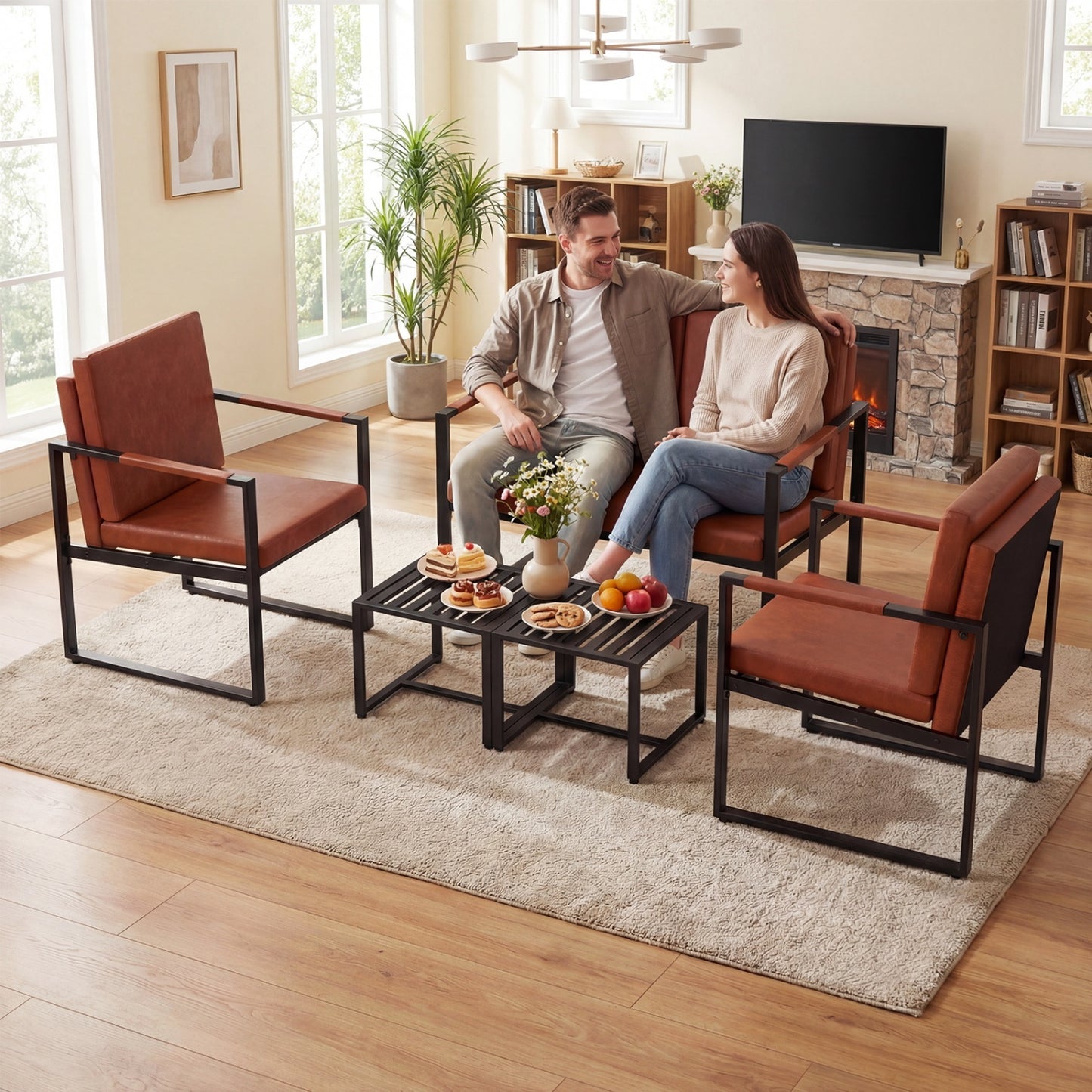 5-Piece Living Room Set with Loveseat and Accent Chairs