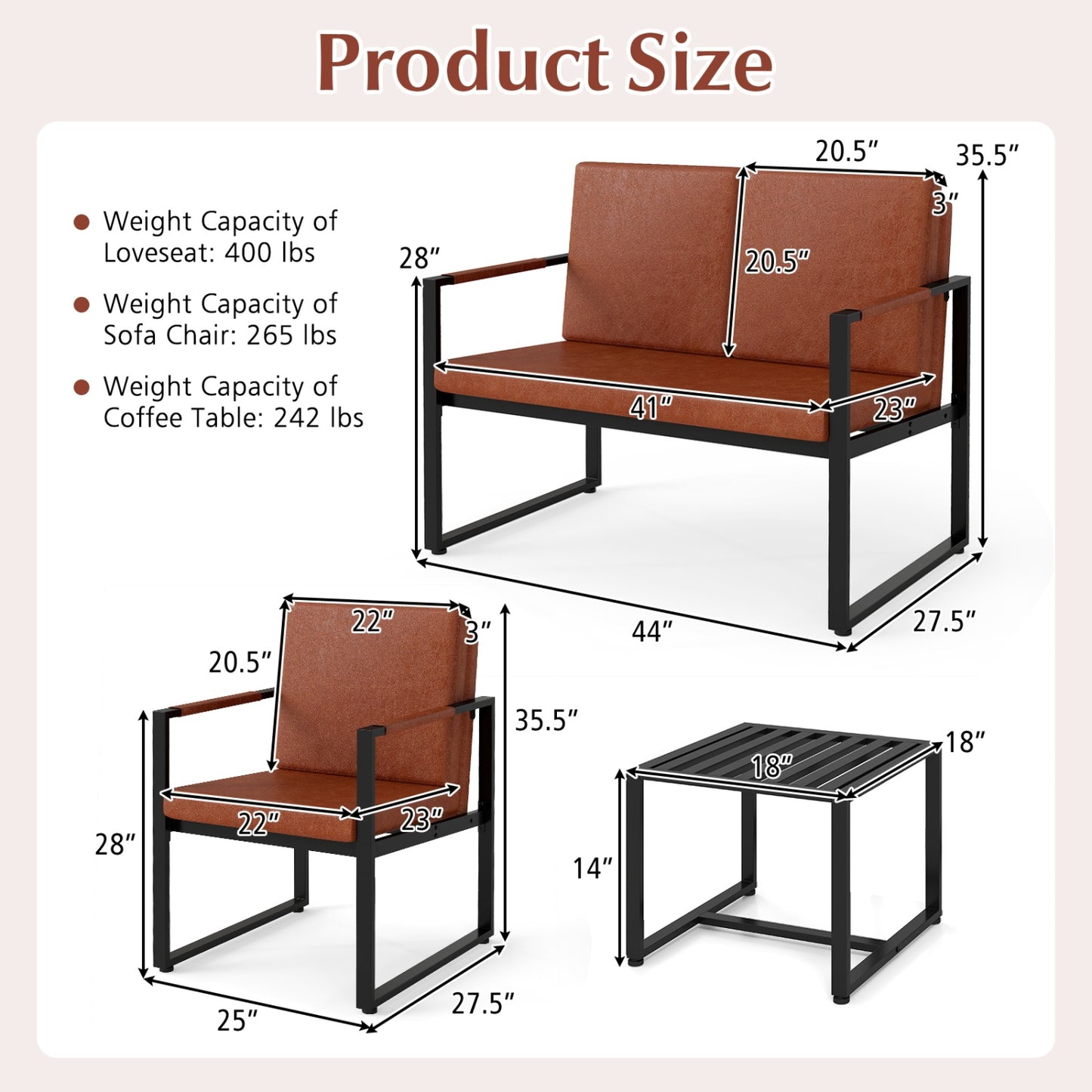 5-Piece Living Room Set with Loveseat and Accent Chairs