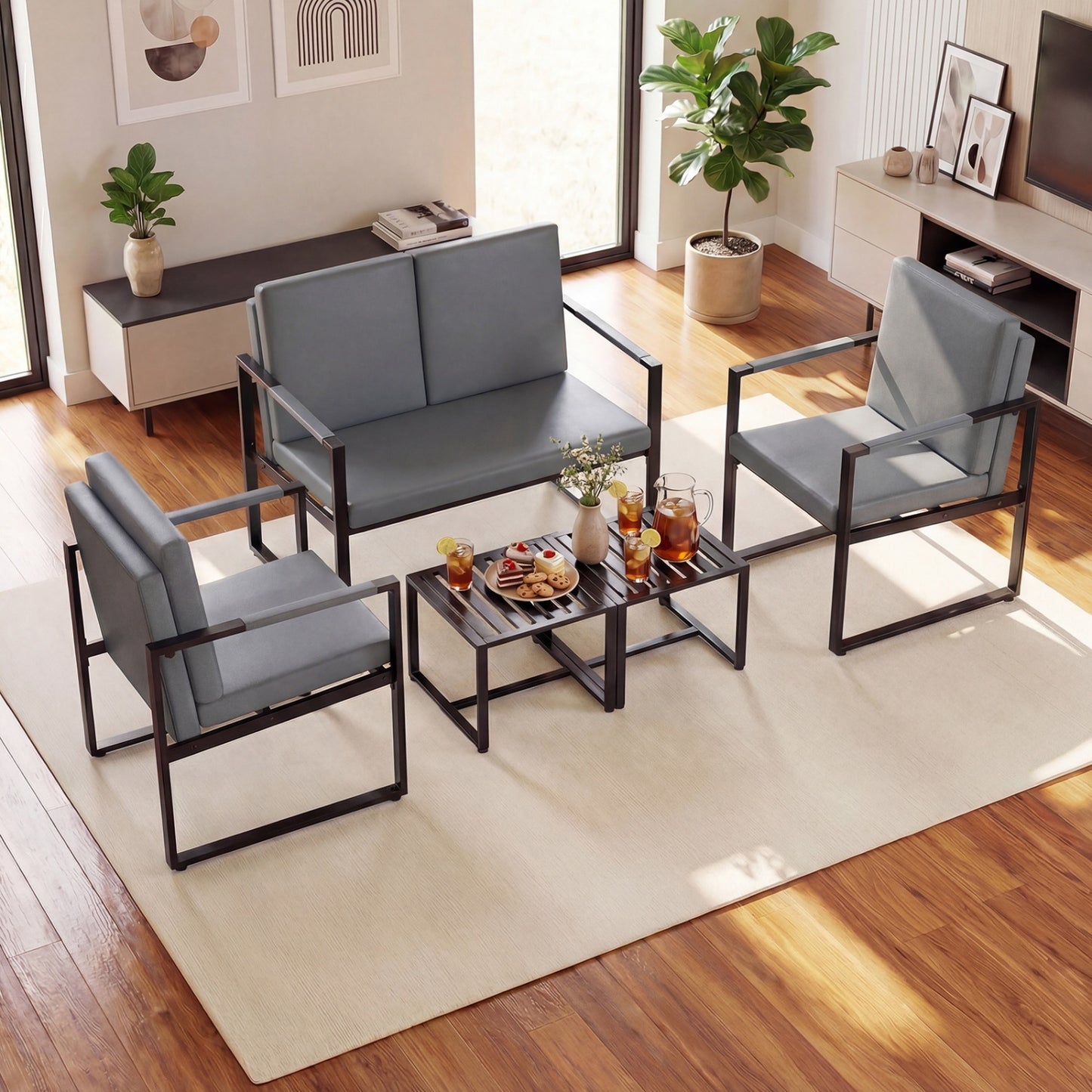 5-Piece Living Room Set with Loveseat and Accent Chairs