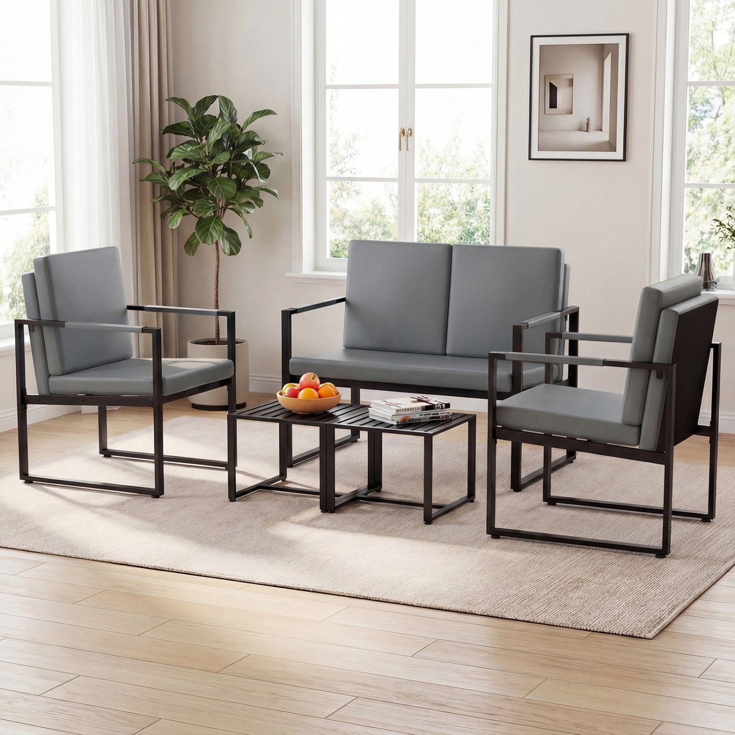 5-Piece Living Room Set with Loveseat and Accent Chairs