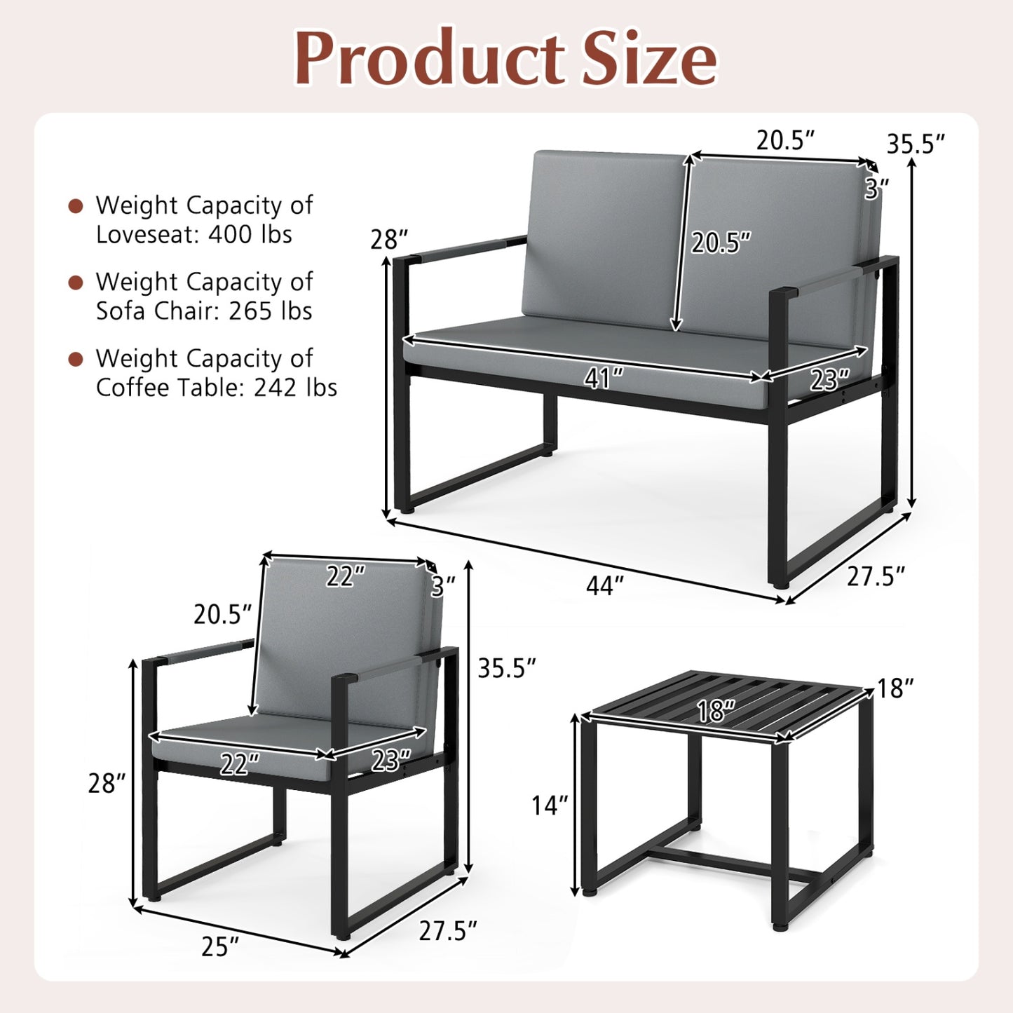5-Piece Living Room Set with Loveseat and Accent Chairs