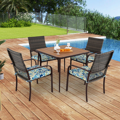 5-Piece Patio Dining Set with Cushioned Rattan Chairs