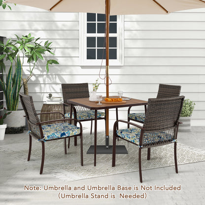 5-Piece Patio Dining Set with Cushioned Rattan Chairs