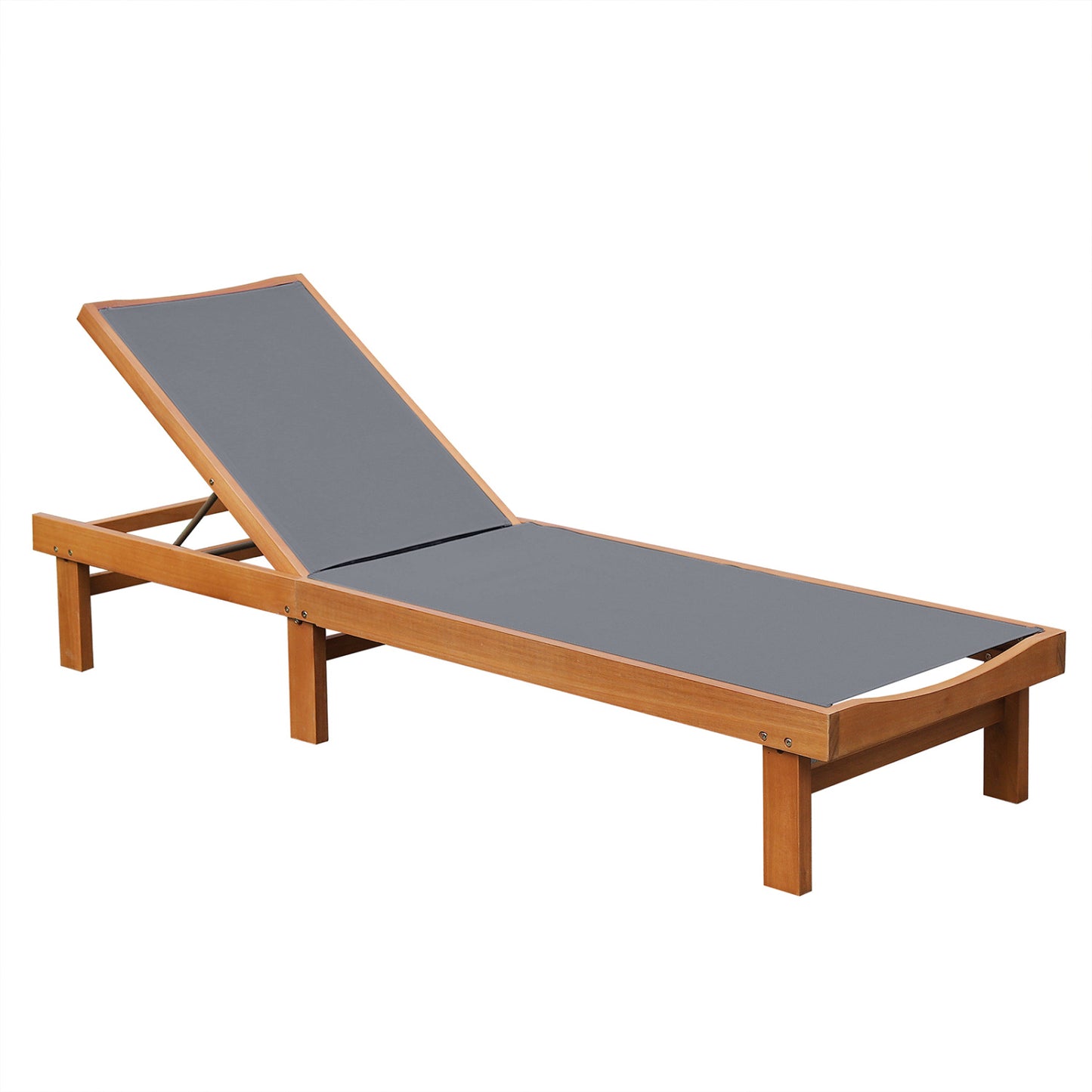 Adjustable Outdoor Wood Chaise Lounge Chair - 5 Positions