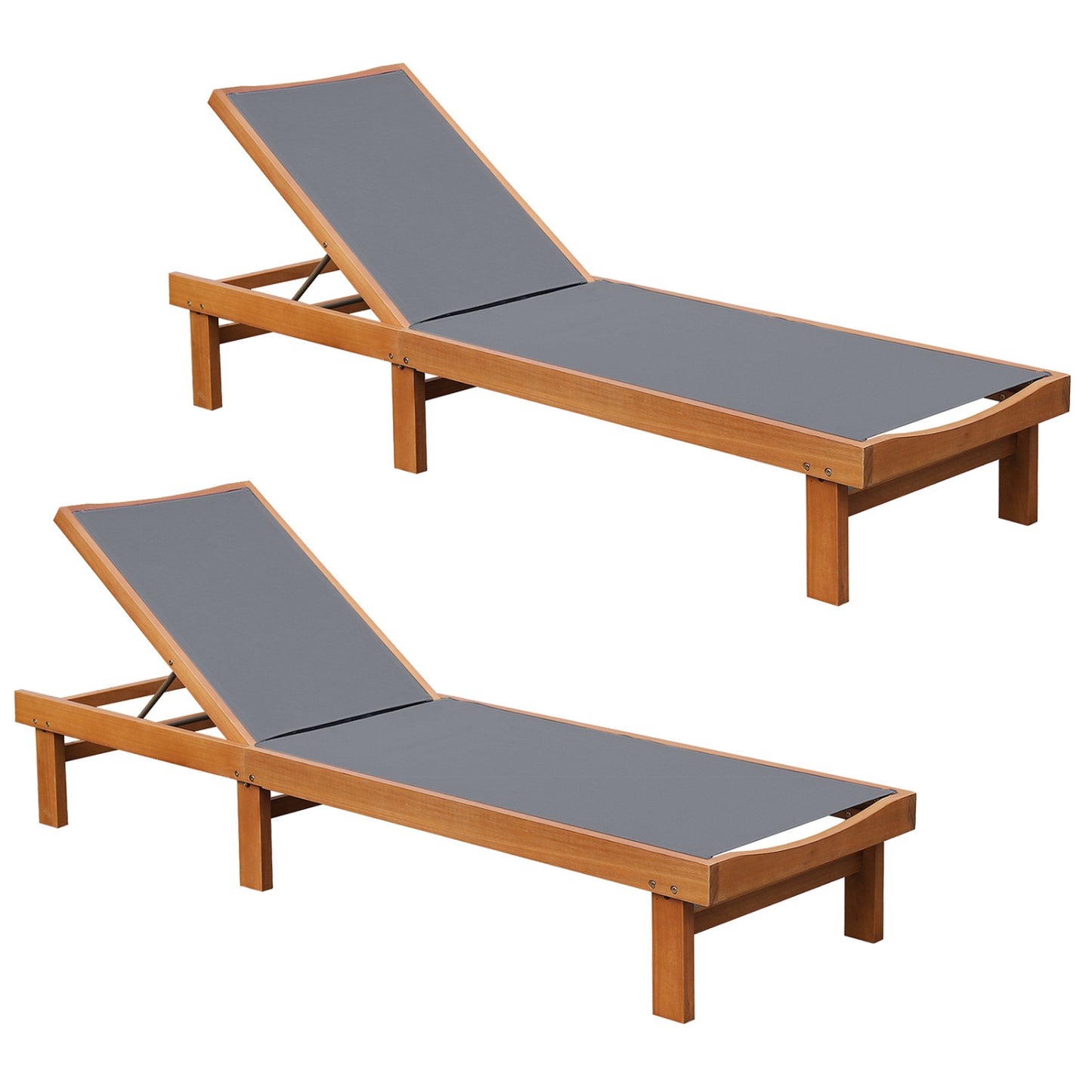 Adjustable Outdoor Wood Chaise Lounge Chair - 5 Positions