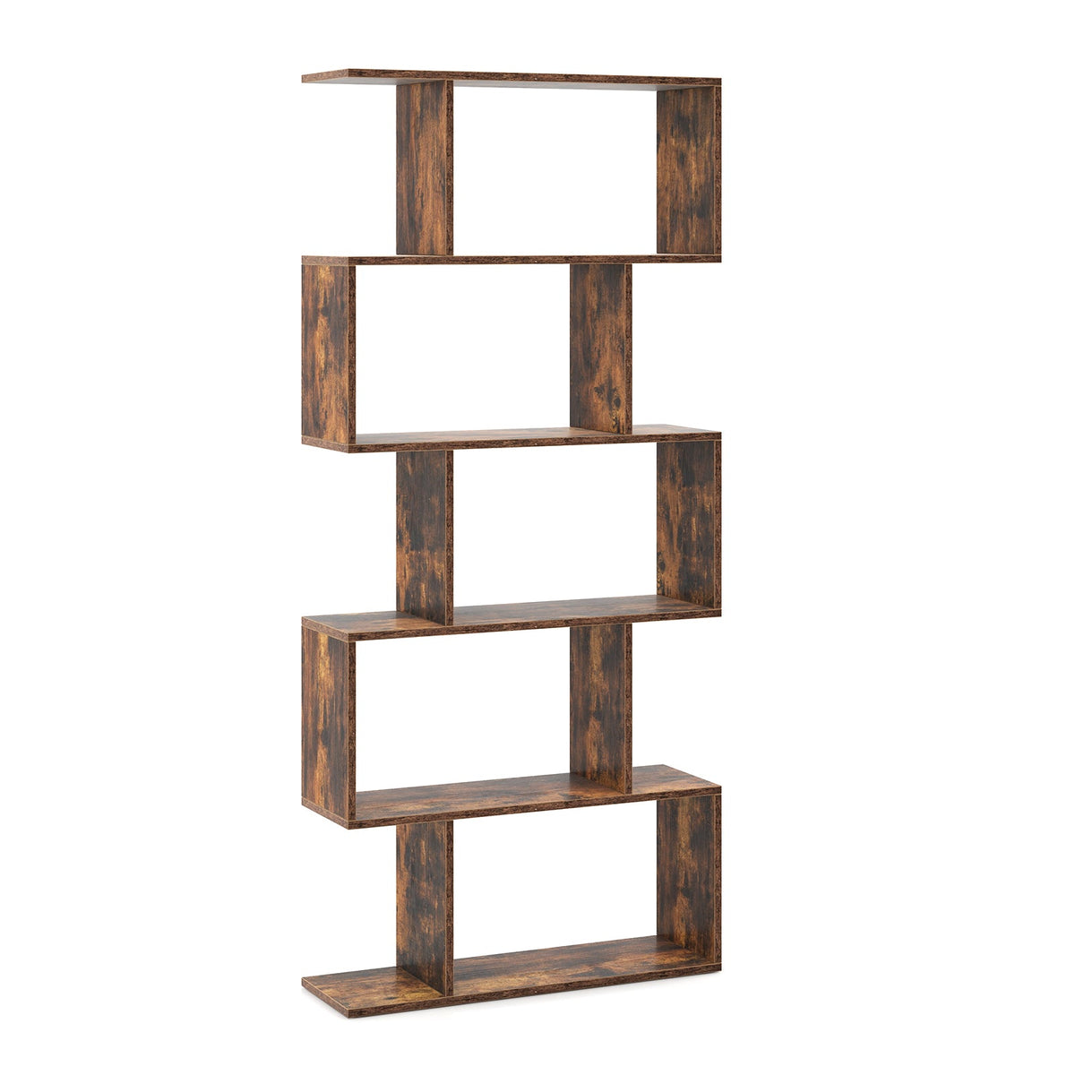 5-Tier Bookshelf with Anti-Toppling Device for Living Room Home Office