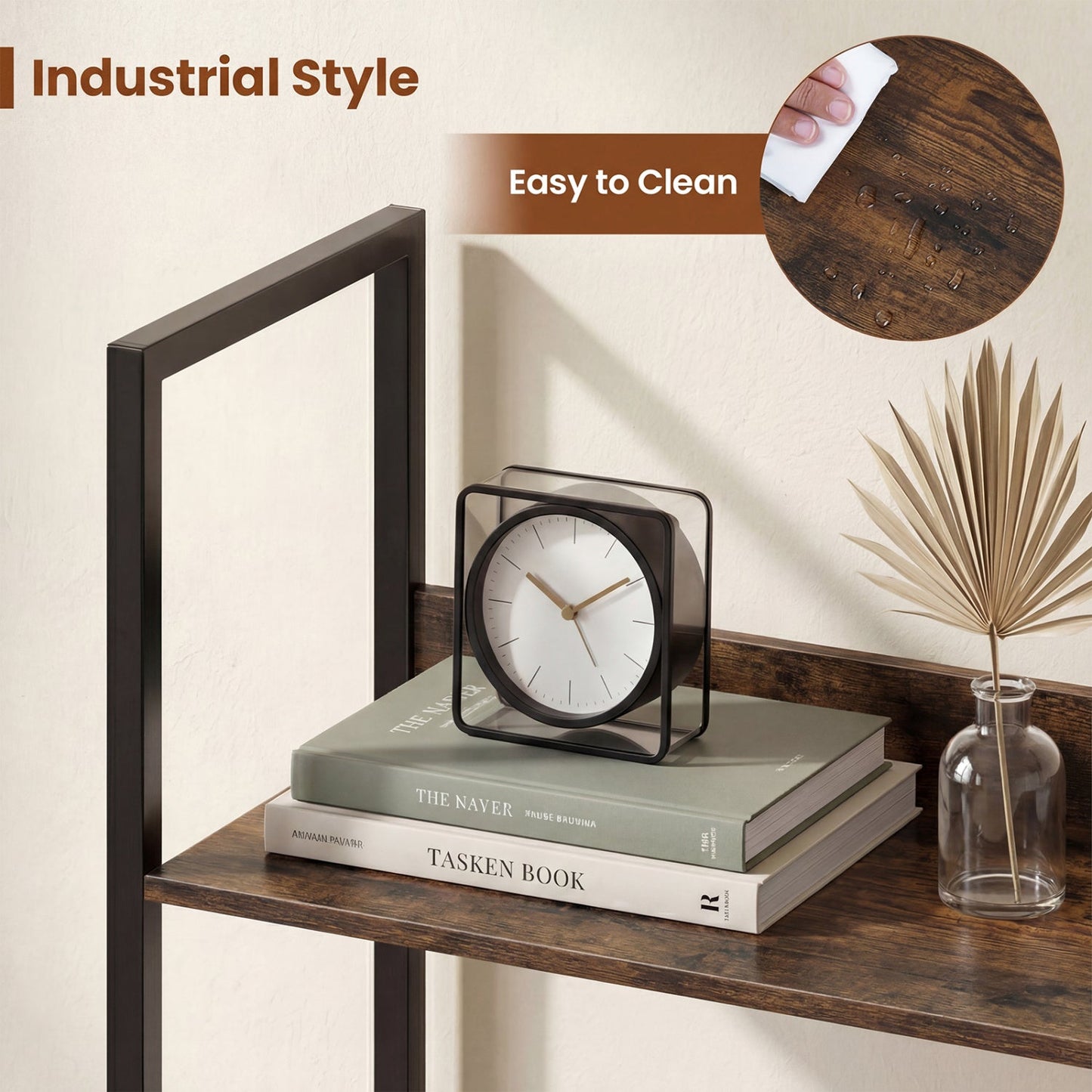 5-Tier Bookshelf Tall Wooden Open Bookcase with Back Panels