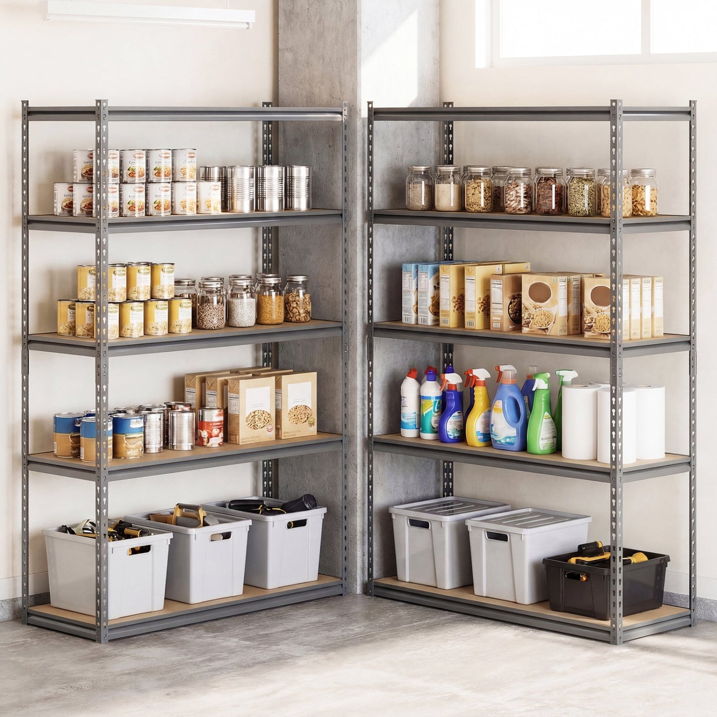 5-Tier Garage Shelving Unit 2200 LBS Metal Storage Shelves Adjustable Utility Rack for Warehouse