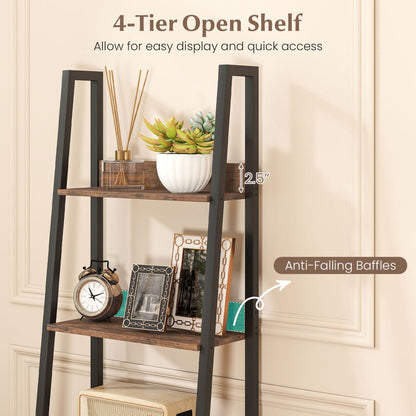 5-Tier Ladder Bookshelf with Fabric Drawer