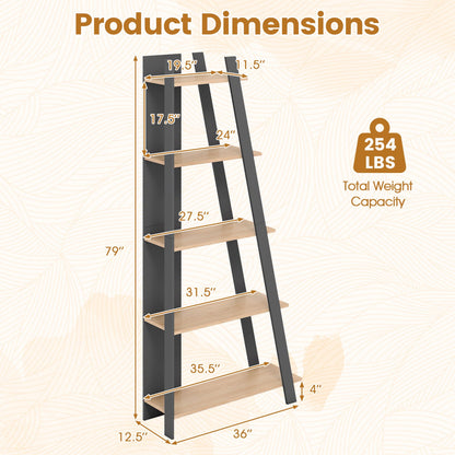 5-Tier Vertical Bookshelf for Small Spaces, 79" Tall