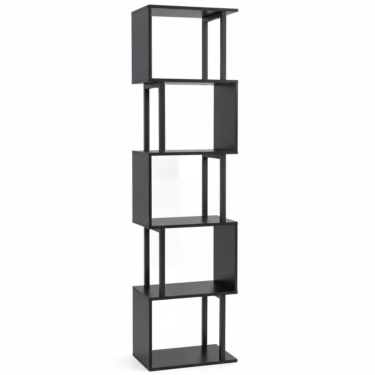 5-Tier S-Shaped Bookshelf with Open Cubes & Anti-Tip Kit