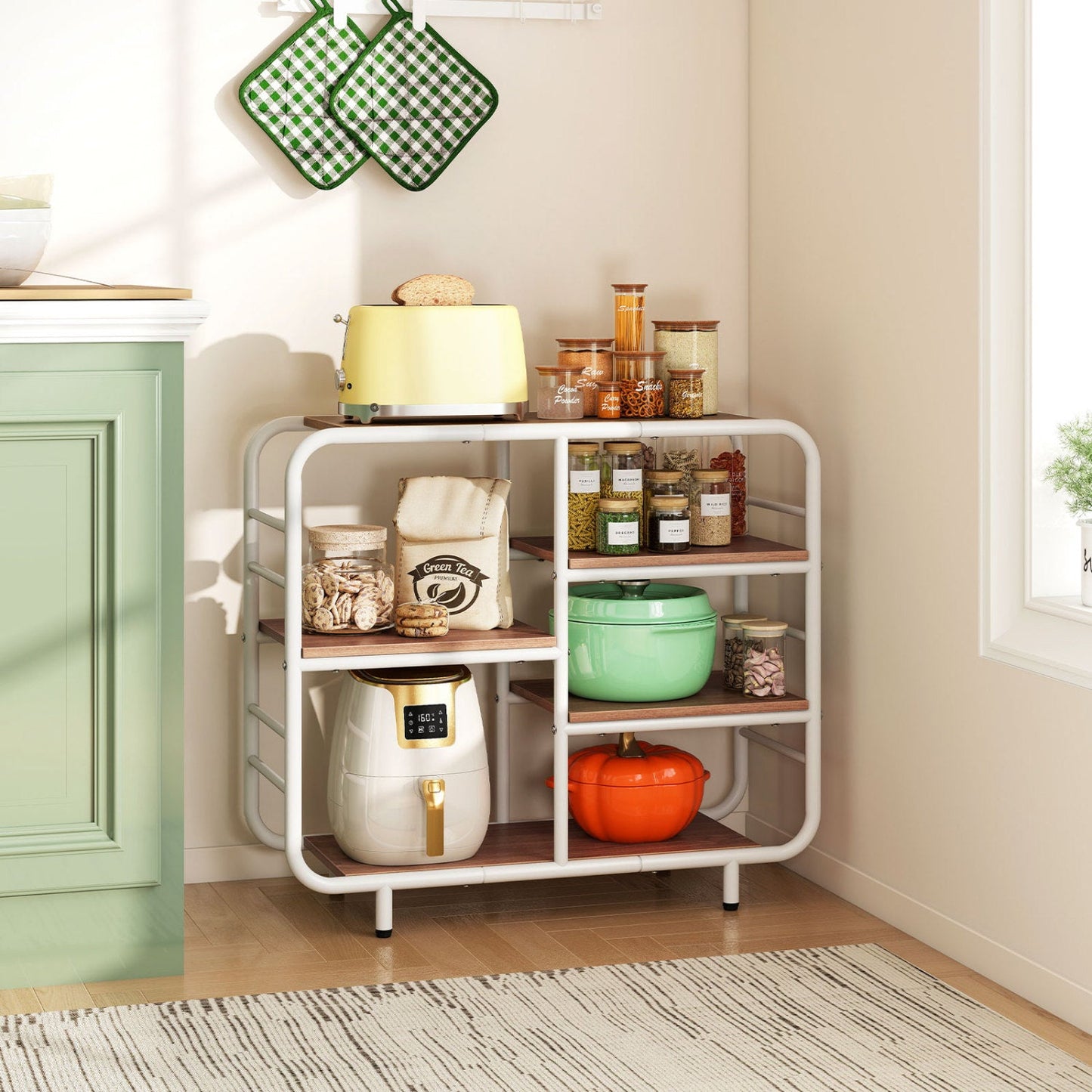 5-Tier Storage Organizer Open Book Shelf with Metal Frame