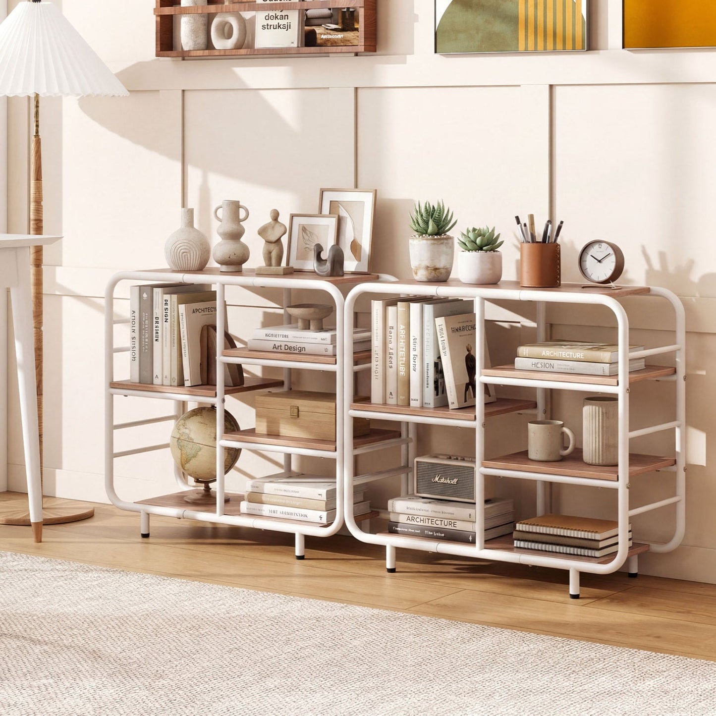 5-Tier Storage Organizer Open Book Shelf with Metal Frame