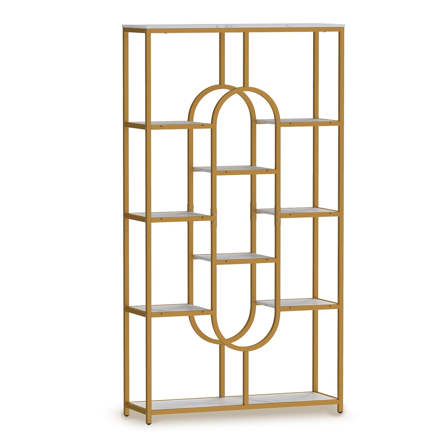 5-Tier Tall Etagere Bookcase with Open Storage Shelves-White