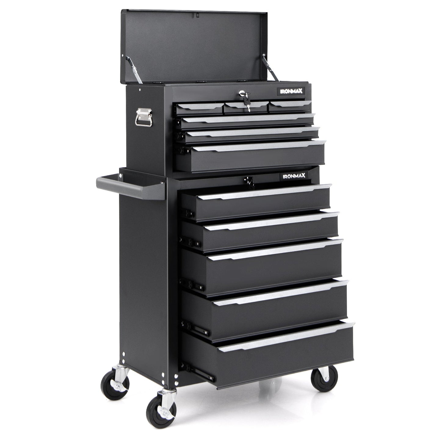5-Drawer Tool Storage Cabinet with Hanging Holes and Central Keyed Locking System-Black
