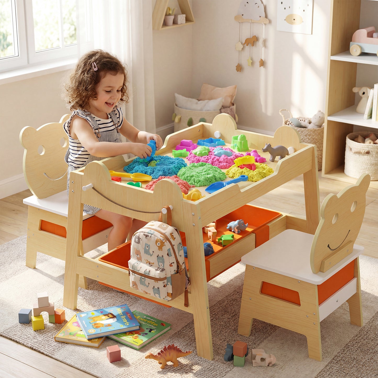 Toddler Table and 2 Chairs Set with Reversible Chalkboard