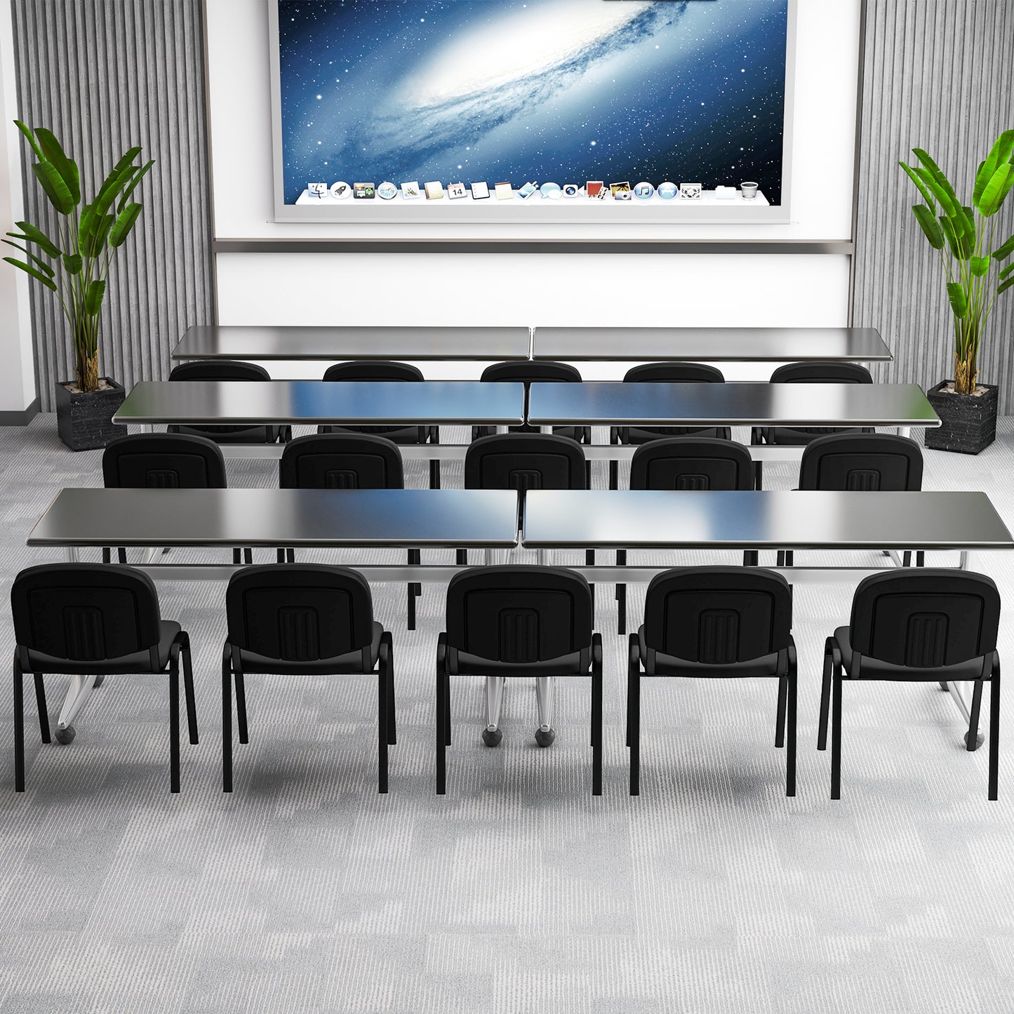 Stackable Conference Chairs Set with Padded Seats