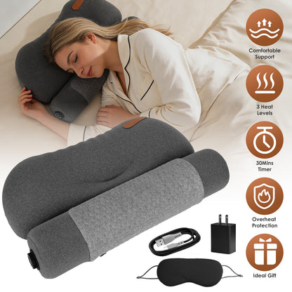 Heated Memory Foam Neck Pillow with 3-Level Heat Therapy