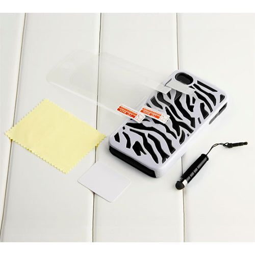 Zebra Print Hybrid Case for iPhone 4/4S with Screen Protector