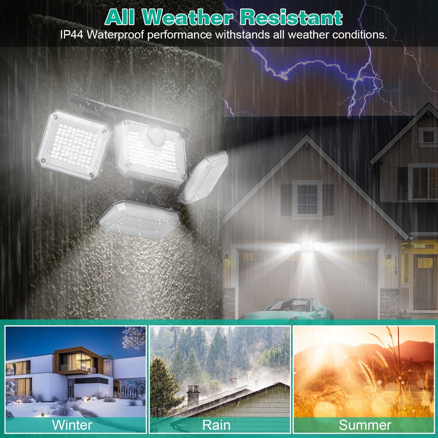 Solar Motion Sensor Wall Light 2-Pack with 333 LED Beads