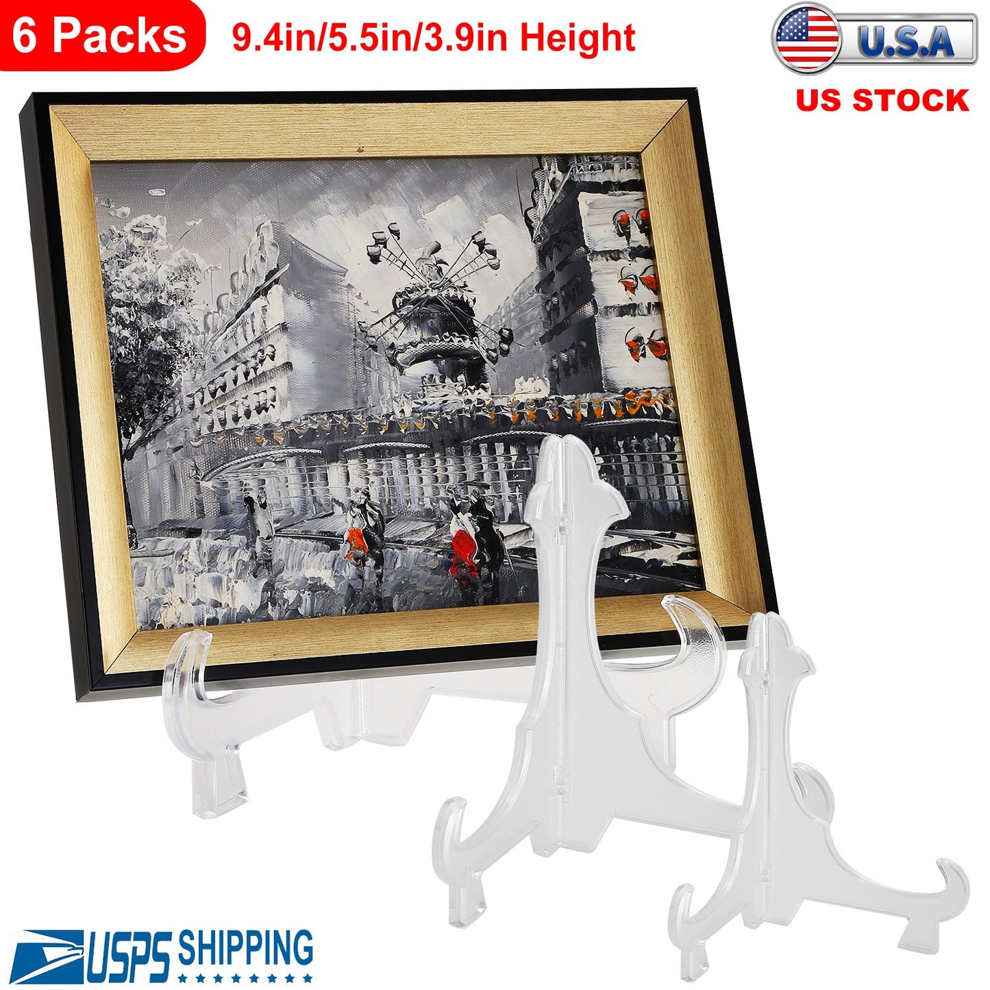 Display Easel Stand Set - 6 Pack (3 Sizes) for Plates & Photos