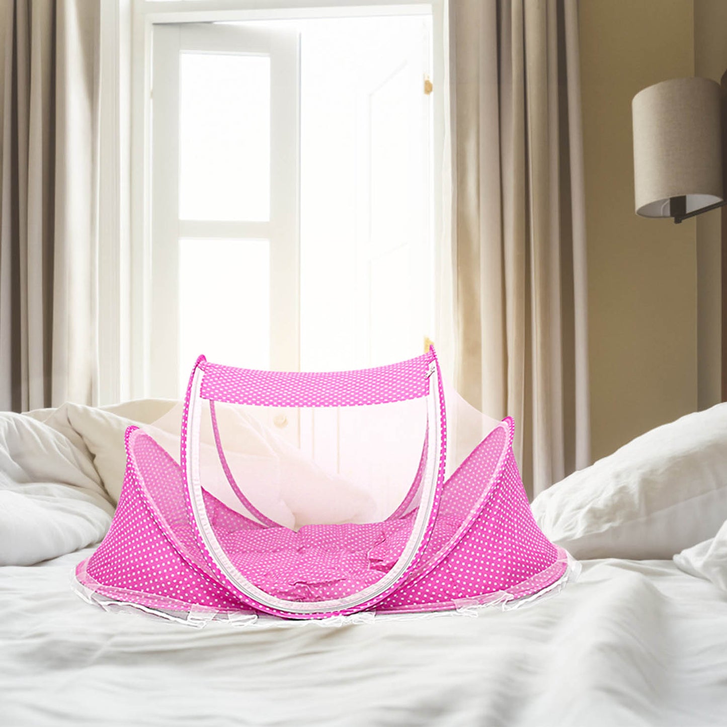 Foldable Baby Travel Bed with Mosquito Net & Music Box