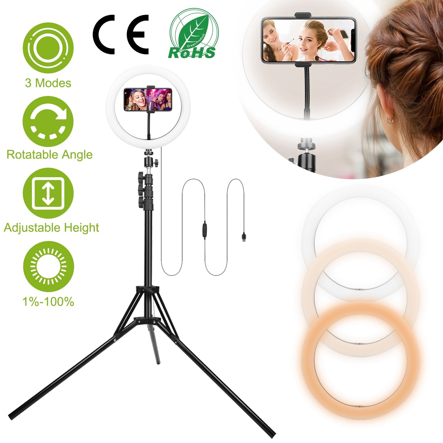 10in LED Adjustable Selfie Ring Light